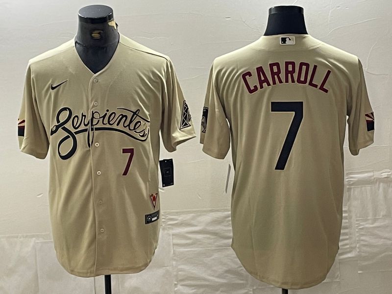 Men Arizona Diamondback #7 Carroll Cream Game Nike 2024 MLB Jersey style 1->minnesota twins->MLB Jersey